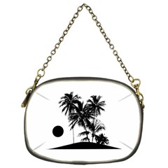 Tropical Scene Island Sunset Illustration Chain Purses (One Side) 