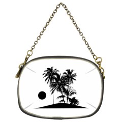 Tropical Scene Island Sunset Illustration Chain Purses (Two Sides) 