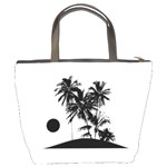 Tropical Scene Island Sunset Illustration Bucket Bags Back