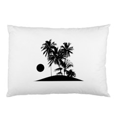 Tropical Scene Island Sunset Illustration Pillow Cases by dflcprints