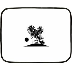 Tropical Scene Island Sunset Illustration Fleece Blanket (Mini)