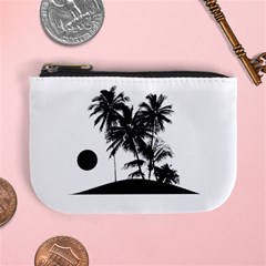 Tropical Scene Island Sunset Illustration Mini Coin Purses