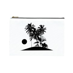 Tropical Scene Island Sunset Illustration Cosmetic Bag (large)  by dflcprints