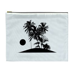 Tropical Scene Island Sunset Illustration Cosmetic Bag (XL)