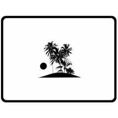 Tropical Scene Island Sunset Illustration Fleece Blanket (large)  by dflcprints