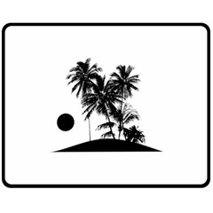 Tropical Scene Island Sunset Illustration Fleece Blanket (medium)  by dflcprints