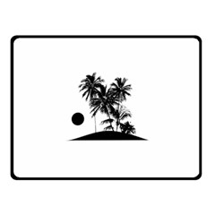 Tropical Scene Island Sunset Illustration Fleece Blanket (Small)