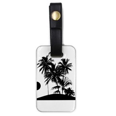 Tropical Scene Island Sunset Illustration Luggage Tags (one Side)  by dflcprints