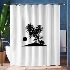 Tropical Scene Island Sunset Illustration Shower Curtain 60  x 72  (Medium) 