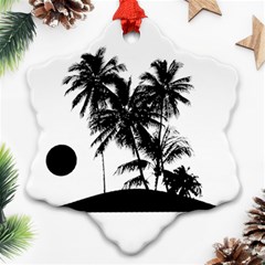 Tropical Scene Island Sunset Illustration Ornament (Snowflake) 