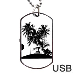 Tropical Scene Island Sunset Illustration Dog Tag Usb Flash (two Sides)  by dflcprints