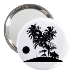 Tropical Scene Island Sunset Illustration 3  Handbag Mirrors by dflcprints