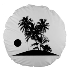 Tropical Scene Island Sunset Illustration Large 18  Premium Round Cushions