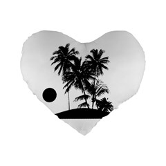 Tropical Scene Island Sunset Illustration Standard 16  Premium Heart Shape Cushions by dflcprints