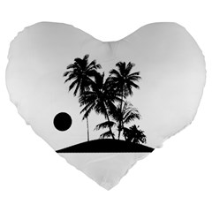 Tropical Scene Island Sunset Illustration Large 19  Premium Heart Shape Cushions