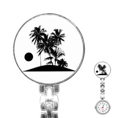 Tropical Scene Island Sunset Illustration Stainless Steel Nurses Watches by dflcprints