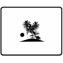 Tropical Scene Island Sunset Illustration Double Sided Fleece Blanket (Medium) 