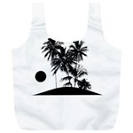 Tropical Scene Island Sunset Illustration Full Print Recycle Bags (L)  Front