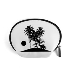 Tropical Scene Island Sunset Illustration Accessory Pouches (small)  by dflcprints