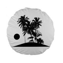 Tropical Scene Island Sunset Illustration Standard 15  Premium Flano Round Cushions