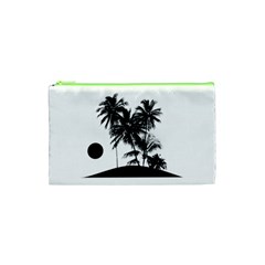 Tropical Scene Island Sunset Illustration Cosmetic Bag (XS)