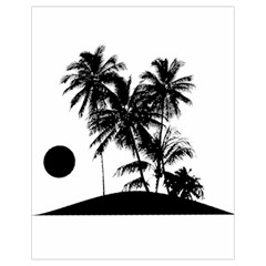 Tropical Scene Island Sunset Illustration Drawstring Bag (Small)