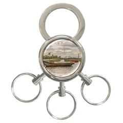 Fishing And Sailboats At Santa Lucia River In Montevideo 3-ring Key Chains by dflcprints