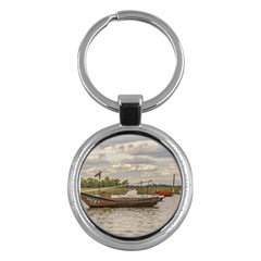 Fishing And Sailboats At Santa Lucia River In Montevideo Key Chains (round)  by dflcprints