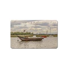 Fishing And Sailboats At Santa Lucia River In Montevideo Magnet (name Card) by dflcprints