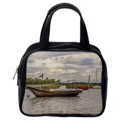 Fishing And Sailboats At Santa Lucia River In Montevideo Classic Handbags (one Side) by dflcprints