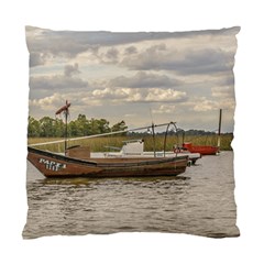 Fishing And Sailboats At Santa Lucia River In Montevideo Standard Cushion Cases (two Sides)  by dflcprints