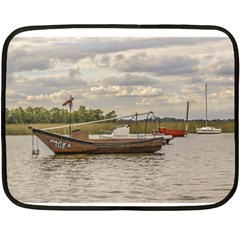 Fishing And Sailboats At Santa Lucia River In Montevideo Double Sided Fleece Blanket (mini)  by dflcprints