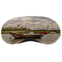 Fishing And Sailboats At Santa Lucia River In Montevideo Sleeping Masks by dflcprints