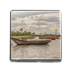 Fishing And Sailboats At Santa Lucia River In Montevideo Memory Card Reader (square) by dflcprints