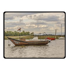 Fishing And Sailboats At Santa Lucia River In Montevideo Fleece Blanket (small) by dflcprints