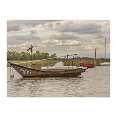 Fishing And Sailboats At Santa Lucia River In Montevideo Double Sided Flano Blanket (mini)  by dflcprints