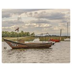 Fishing And Sailboats At Santa Lucia River In Montevideo Double Sided Flano Blanket (Medium)  60 x50  Blanket Front