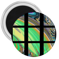 Black Window With Colorful Tiles 3  Magnets by digitaldivadesigns