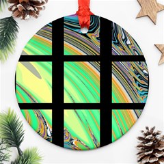 Black Window With Colorful Tiles Ornament (round)  by digitaldivadesigns