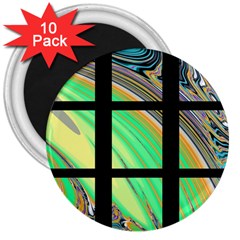 Black Window With Colorful Tiles 3  Magnets (10 Pack)  by digitaldivadesigns