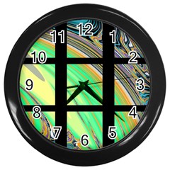 Black Window With Colorful Tiles Wall Clocks (black) by digitaldivadesigns