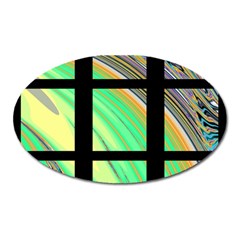 Black Window With Colorful Tiles Oval Magnet by digitaldivadesigns