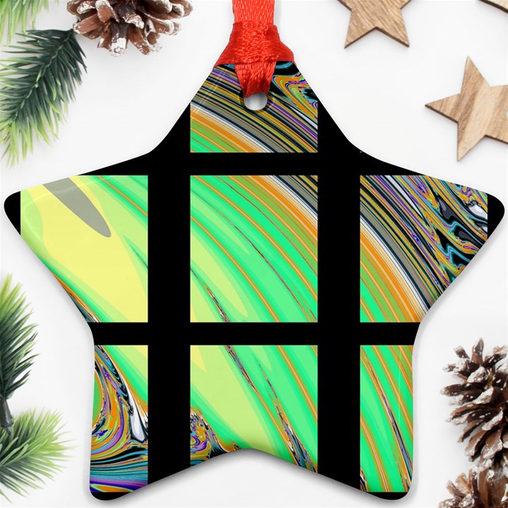 Black Window with Colorful Tiles Star Ornament (Two Sides) 