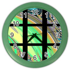 Black Window With Colorful Tiles Color Wall Clocks by digitaldivadesigns