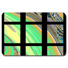 Black Window With Colorful Tiles Large Doormat  by digitaldivadesigns