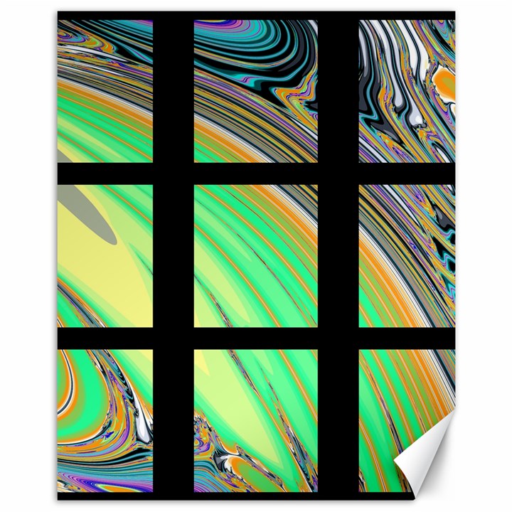 Black Window with Colorful Tiles Canvas 11  x 14  