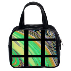 Black Window With Colorful Tiles Classic Handbags (2 Sides) by digitaldivadesigns