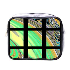 Black Window With Colorful Tiles Mini Toiletries Bags by digitaldivadesigns