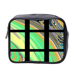 Black Window With Colorful Tiles Mini Toiletries Bag 2-side by digitaldivadesigns