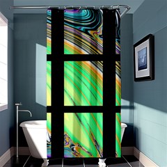 Black Window With Colorful Tiles Shower Curtain 36  X 72  (stall)  by digitaldivadesigns